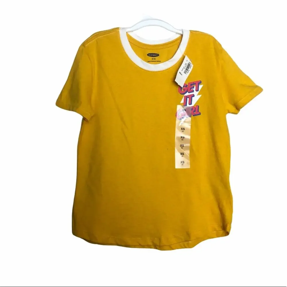 Old Navy Girls Yellow Graphic Short Sleeve XS(5)